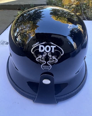 LDMET DOT FMVSS No 218 German Half Small Black Motorcycle Helmet TN888  L - Image 1 of 4