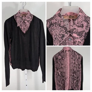 N°21 Italy Mixed Media Top rosa Schlange Python Print transparent schwarz Strick Lagenlook - Bild 1 von 7