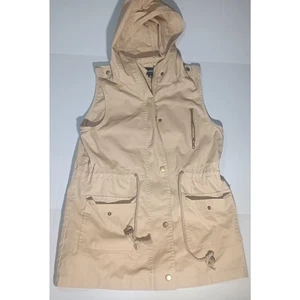 Zenana Outfitters hellbrauner Utility-Rock mit Kapuze 26" Größe Small ärmellos Kordelzug - Bild 1 von 6