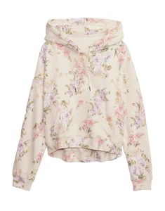 NWT Gap × LoveShackFancy Floral Cropped Logo Hoodie in Ivory Floral Sweatshirt S - Picture 1 of 7