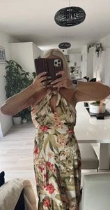 Lipsy Floral Halter neck Midi Dress Size 16 - Picture 1 of 5
