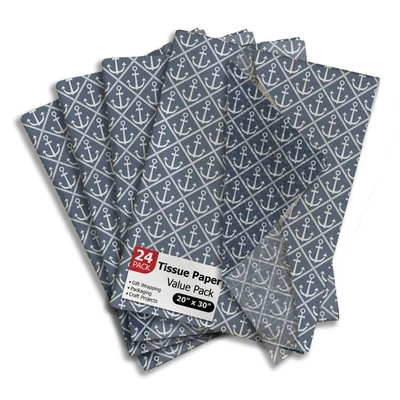 Nautical Anchor Tissue Paper for Gift Wrapping - 24 Sheets 20"x30" - Image 1 of 4