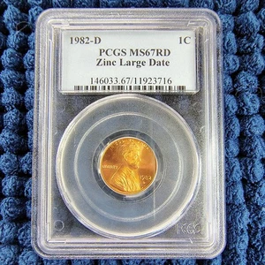 1982 D Lincoln Memorial Cent - Zinc Large Date - Denver Mint - PCGS MS 67 RD - Picture 1 of 12