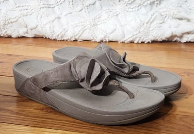 FitFlop 女式洋子凉鞋 10 码灰色玫瑰休闲户外舒适 293-068 — 第 1/4 张图片