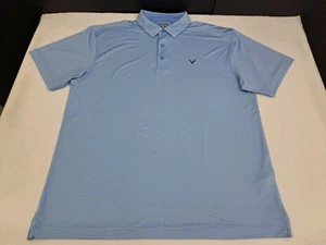 Callaway Mens Short Sleeve Opti-Dri Golf Polo Blue/White Check Large #7143 - Picture 1 of 9