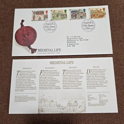 medieval life First Day Cover FDC printed address #2 - Image 1 of 4