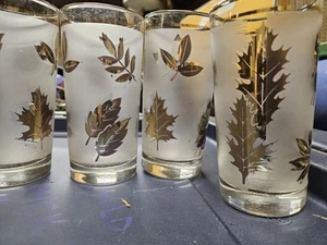 VTG Libbey Frosted GoldLeaf Drinking Glasses 5-5/8" - Set of 5 - 1960's - Picture 1 of 3