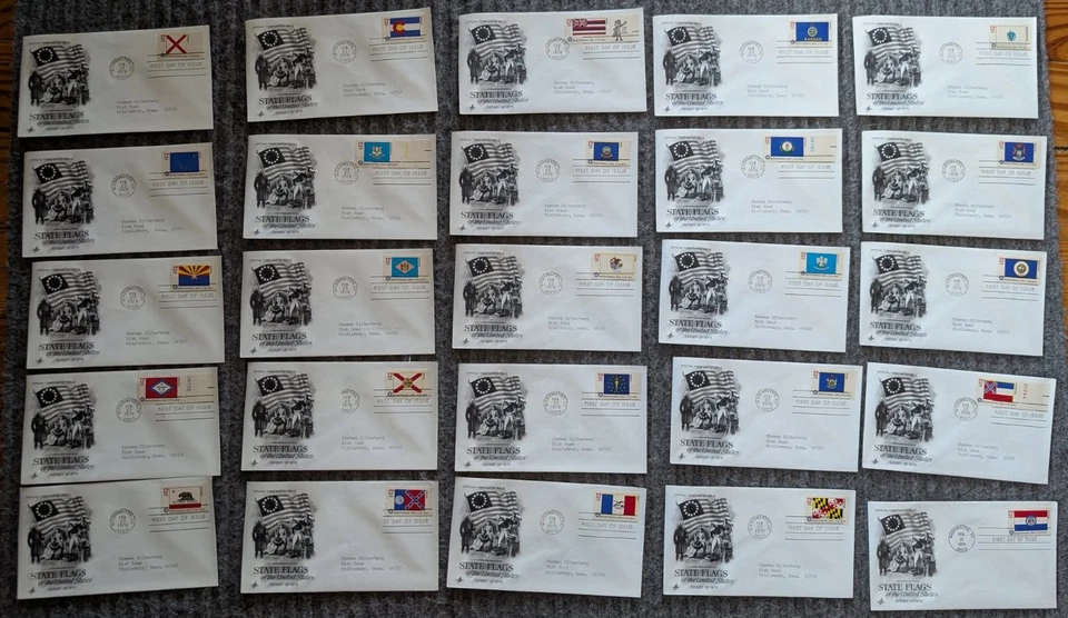 50 US STATE FLAGS First Day of Issue Stamps FDC  ARTCRAFT  1976 COMPLETE SET - Image 1 of 2