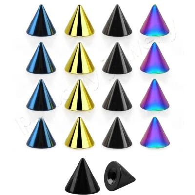 5pcs. 14G 5x5mm Spike Anodized 316L Surgical Steel Spike Replacement Top Part - Image 1 of 2