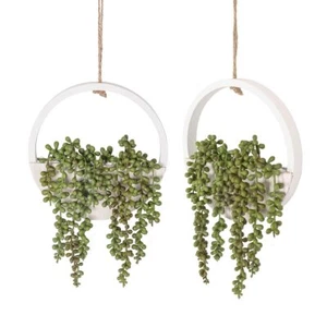 2pcs Artificial Succulents Hanging Plants 12.2'' Fake String Of Pearls In Pot Wi - Picture 1 of 7