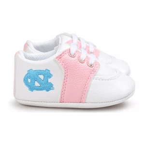 North Carolina UNC Tar Heels Pre-Walker Baby Shoes - Pink Trim - Picture 1 of 2