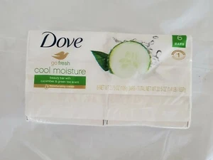 DOVE Go Fresh Cool Moisture Beauty Bar Cucumber Green Tea Scent 6 Bars New - Picture 1 of 4