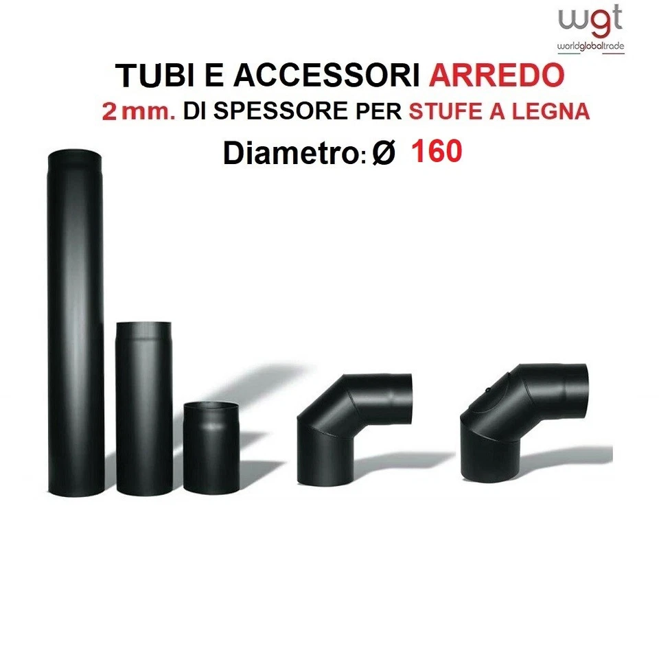 Diametro Ø160 Tubi e accessori scarico fumi per stufe a legna Serie Arredo 2 mm  - Immagine 1 di 1