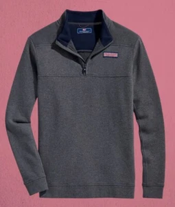 Herren Vineyard Vines Classic Shep Hemd 1/4 Reißverschluss - Anthrazit Meliert - Neu mit Etikett - Bild 1 von 7