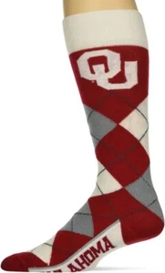 Oklahoma Sooners NCAA, For Bare Feet, Red/White/Gray Knit Crew Socks, - Picture 1 of 2