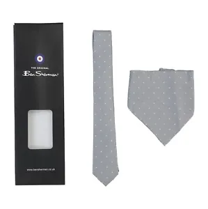 Ben Sherman grey polka dot tie & pocket square - Picture 1 of 8