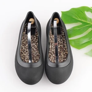 CROCS Womens Mammoth Ballet Flat Size 8 Black Leopard Lined Slip On Shoe Casual - Picture 1 of 13