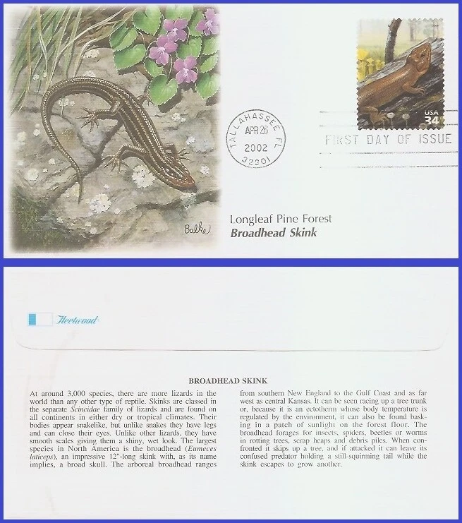 USA3 #3611e U/A FLEETWOOD FDC   Pine Forest Broadhead Skink - Imagem 1 de 1