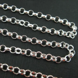 Cadena de plata esterlina para hacer joyas a granel por el pie-Cadena Rolo 3,5 mm - Imagen 1 de 5