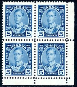 CANADA 1935 GV SILVER JUBILEE 5c PRINCE OF WALES BLOCK of 4 (SG338/#214) VLM