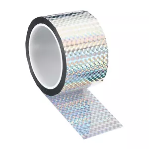 60mmx50m Prism Tape Holographic Reflective Adhesive Craft Wrap Decor, Silver - Picture 1 of 5