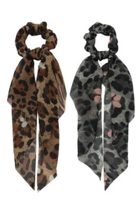 ScarvesMe Boutique Women Leopard Pattern Print Scarf Ponytail Holder - Picture 1 of 3