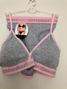 Cotton Hill Girls Bra And Briefs Set, Gray ,Pink Size M - Picture 1 of 9