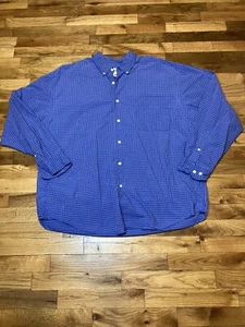 Eddie Bauer Shirt Mens XL Button Up Down Blue Checker Long Sleeve Pocket - Picture 1 of 5