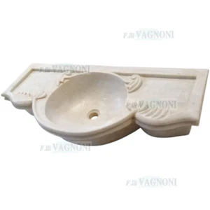Lavandino lavello in marmo lavabo pietra cucina bagno vasca lavorato ricci cm 92 - Foto 1 di 6