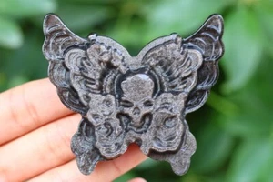 2.6" Natural Carved Silver Obsidian Butterfly Reiki Crystal Skull Decor gift 1PC - Picture 1 of 7