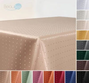Tischdecke Punkte Gold Damast Top Qualität, Eckig Oval Rund Größe u. Farbe wählb - Bild 1 von 10