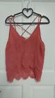 Ladies Size 8 Pink Lace Strap Top River Island