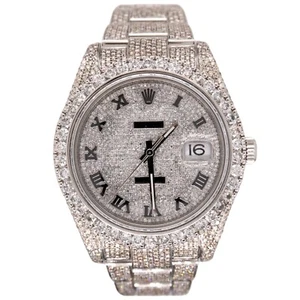 Rolex Men's Datejust 41mm Iced 18ct Diamonds Oyster Steel Watch Ref: 116300 - Picture 1 of 10