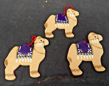 3 Vintage Handmade Clay Camel Christmas Ornaments 3" Tall