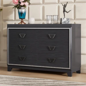 Dresser With Metal Handle & Sparkling Shiny Decor,Storage Cabinet With 6 Drawers - Picture 1 of 20