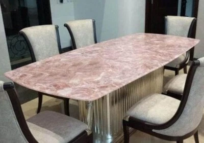 Rose Quartz Agate stone Dining Coffee Table Top/ Counter Slabs Handmade Decor - Image 1 of 4