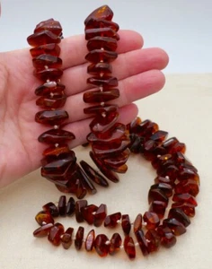 Hand Tied ~ AMBER NUGGET NECKLACE ~ 30" Long and 90 Grams - Picture 1 of 6