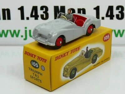DT50 Voiture réédition DINKY TOYS atlas : 105 TRIUMPH TR2 sports grise UK - Photo 1/4