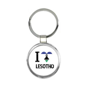 I Love Lesotho : Keychain Heart Flag Country Crest Gift Expat - Picture 1 of 1