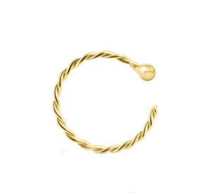 Sterling Silver 925 Twisted Hoop Gold Plated Helix Tragus Rook Nose Ring 20G 8MM - Picture 1 of 1