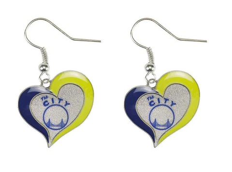 Golden State Warriors " THE CITY " Silver Swirl Heart Dangle Earrings - CLOSEOUT Cover