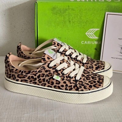 Zapatillas veganas de lona con estampado de leopardo a rayas bajas Cariuma OCA para mujer talla 8 nuevas Foto 1 de 4