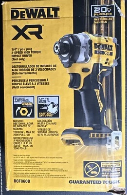 NEW Dewalt DCF860B 3-Speed Brushless 20V Max Cordless 1/4" Impact Driver (tool) - Image 1 of 4