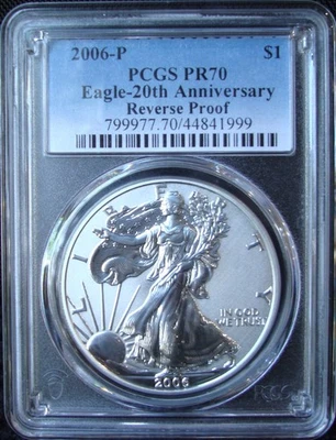 2006-P Silver American Eagle Reverse Proof - PCGS PR70 - 20th Anniversary Set - Image 1 of 4