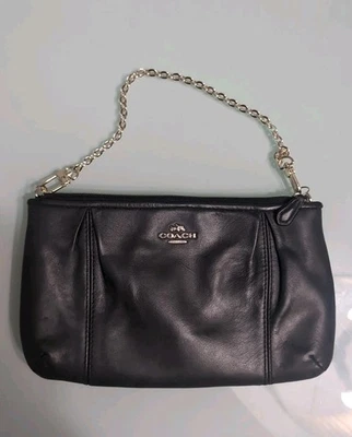 Coach F64369 Colette кожаный кошелек с ремешком застежки молнии верхний серый черный - Изображение 1 из 4