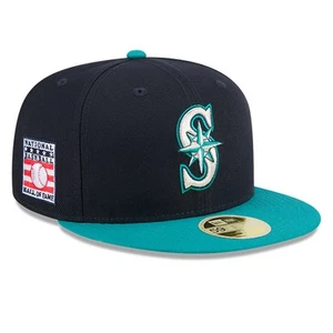 Men's New Era Navy Seattle Mariners Baseball Hall of Fame 59FIFTY Fitted Hat - Picture 1 of 5