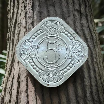 Netherlands Curacao 1943 5 Cents Very Nice Condition L103G - Image 1 of 3