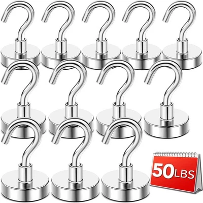BRANDED DIYMAG Strong Neodymium Magnetic Hooks, 50lbs Heavy Duty Rare Earth Magnets With