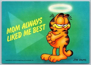 Postcard Garfield The Cat Jim Davis 1978 Mom Always Liked Me Best Halo 4x6 C42 - Picture 1 of 2