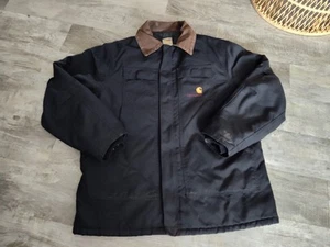 Vintage Carhartt Chore Jacket Quilt Lined Full-Zip Cord Kragen Schwarz Herren C26 - Bild 1 von 18